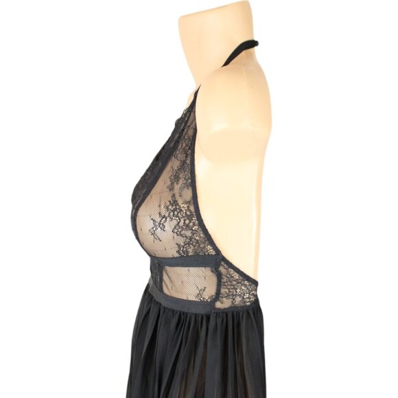 Victoria's Secret Negligee Black Lace Halter Pleated Skirt Small Short N124 - Picture 5 of 10